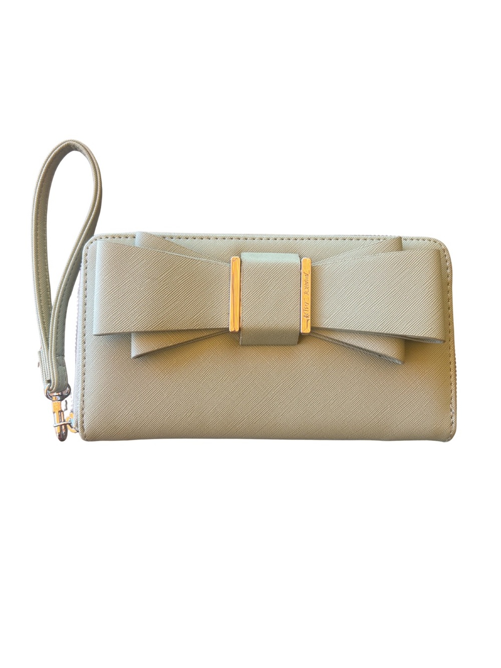 Betsey Johnson Sage Green Bow Wristlet Clutch